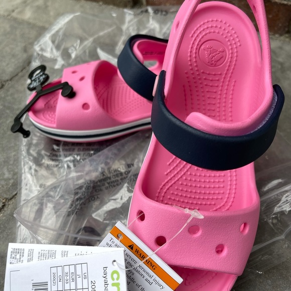 New Crocs Girls Bayaband Sandals Pink/Blue - Picture 9 of 15